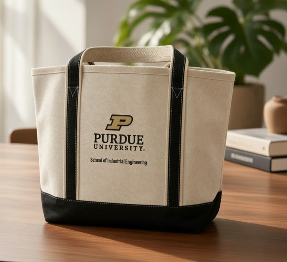 Purdue University School of Industrial Engineering Canvas Tote Bag 17x11.5x6